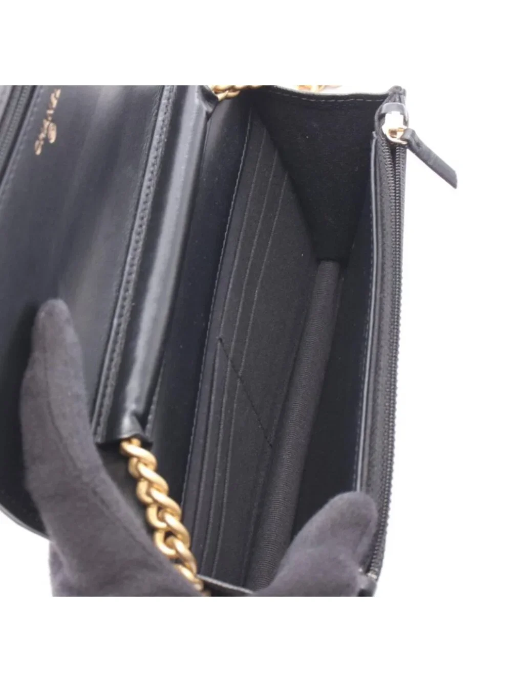 Chanel Shoulder Bag Boy Quilted Black Caviar Leather Boy Chain Wallet